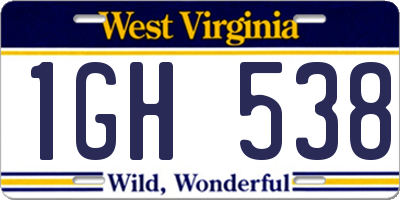 WV license plate 1GH538