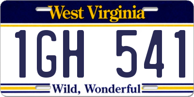 WV license plate 1GH541