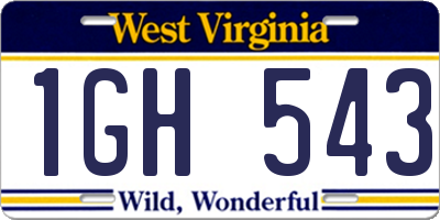 WV license plate 1GH543