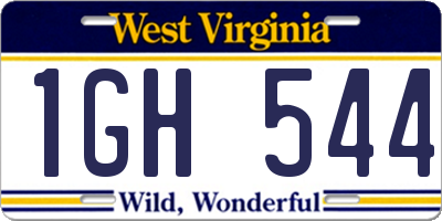 WV license plate 1GH544
