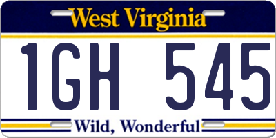 WV license plate 1GH545