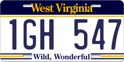WV license plate 1GH547