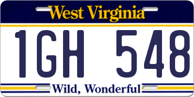 WV license plate 1GH548