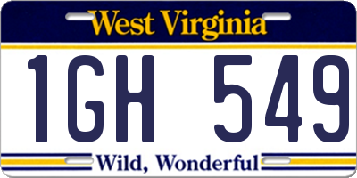WV license plate 1GH549