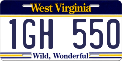 WV license plate 1GH550