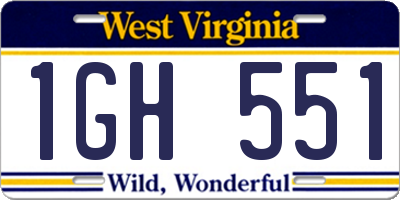 WV license plate 1GH551