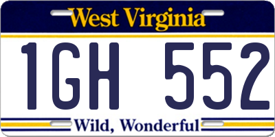 WV license plate 1GH552