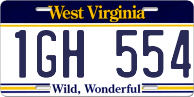 WV license plate 1GH554