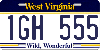 WV license plate 1GH555
