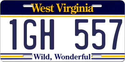 WV license plate 1GH557