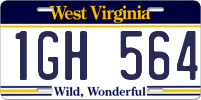 WV license plate 1GH564