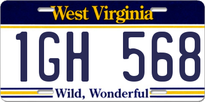 WV license plate 1GH568
