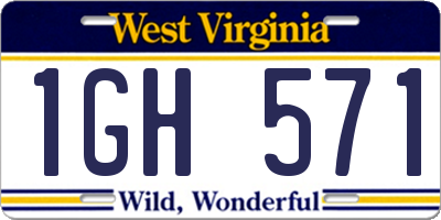 WV license plate 1GH571