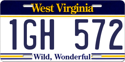 WV license plate 1GH572