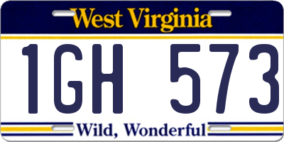 WV license plate 1GH573