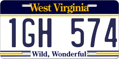 WV license plate 1GH574