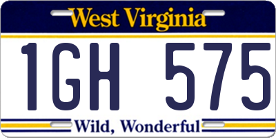 WV license plate 1GH575