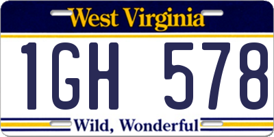 WV license plate 1GH578