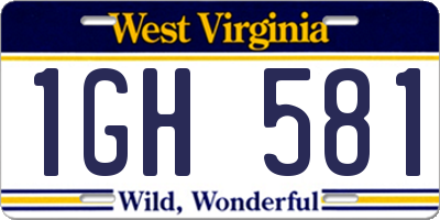 WV license plate 1GH581