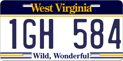WV license plate 1GH584