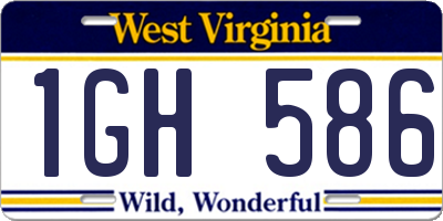 WV license plate 1GH586