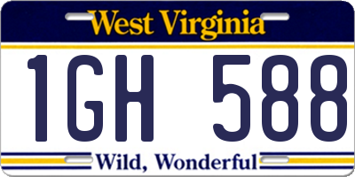 WV license plate 1GH588