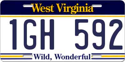 WV license plate 1GH592