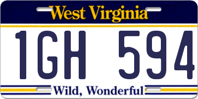 WV license plate 1GH594