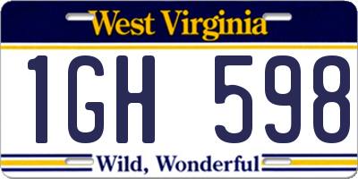 WV license plate 1GH598