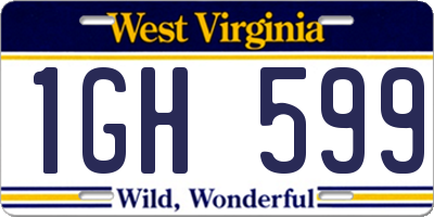WV license plate 1GH599