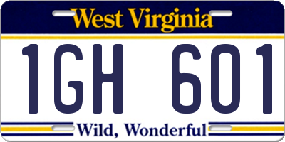 WV license plate 1GH601