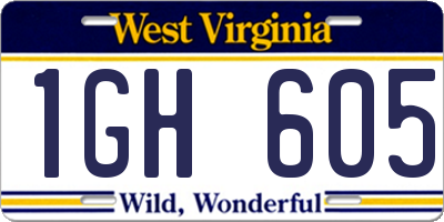 WV license plate 1GH605