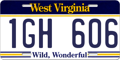 WV license plate 1GH606