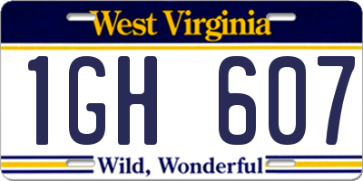 WV license plate 1GH607