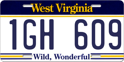 WV license plate 1GH609