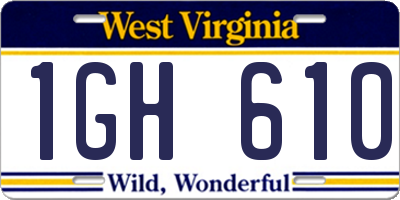 WV license plate 1GH610