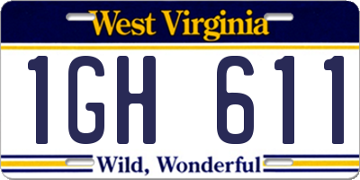 WV license plate 1GH611
