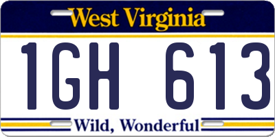 WV license plate 1GH613