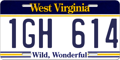 WV license plate 1GH614