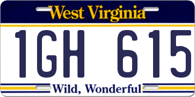 WV license plate 1GH615