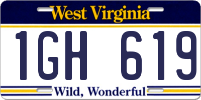 WV license plate 1GH619