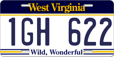 WV license plate 1GH622
