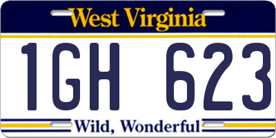 WV license plate 1GH623