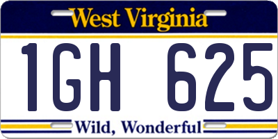 WV license plate 1GH625