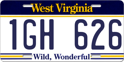 WV license plate 1GH626