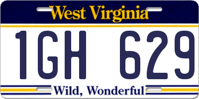 WV license plate 1GH629