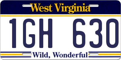 WV license plate 1GH630
