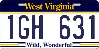 WV license plate 1GH631