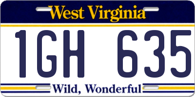 WV license plate 1GH635