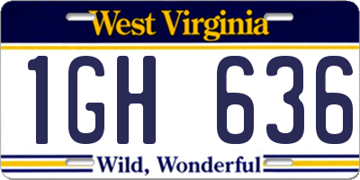 WV license plate 1GH636